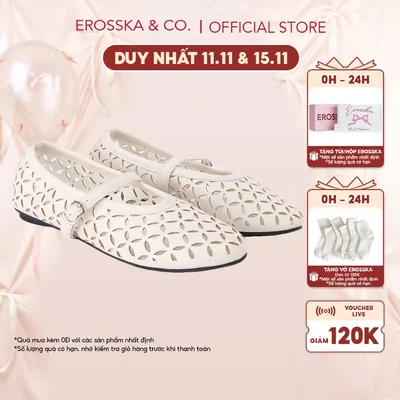 Erosska Giày búp bê nữ ballet core mũi vuông quai ...
