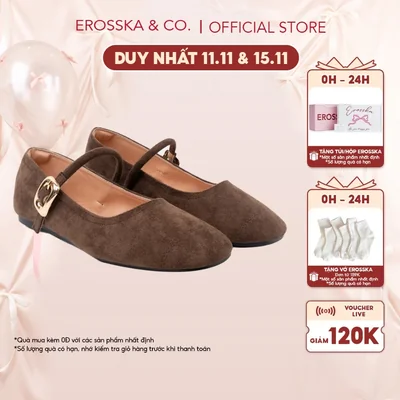 Erosska Giày búp bê nữ ballet core mũi vuông quai ...