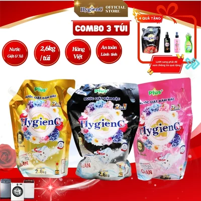 Combo 2 túi nước giặt đậm đặc HygienC Plus Khối lư...