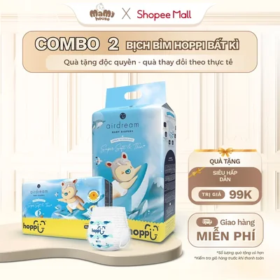  DEAL KÈM QUÀ COMBO 2Bịch Bỉm Tã Hoppi Airdream si...